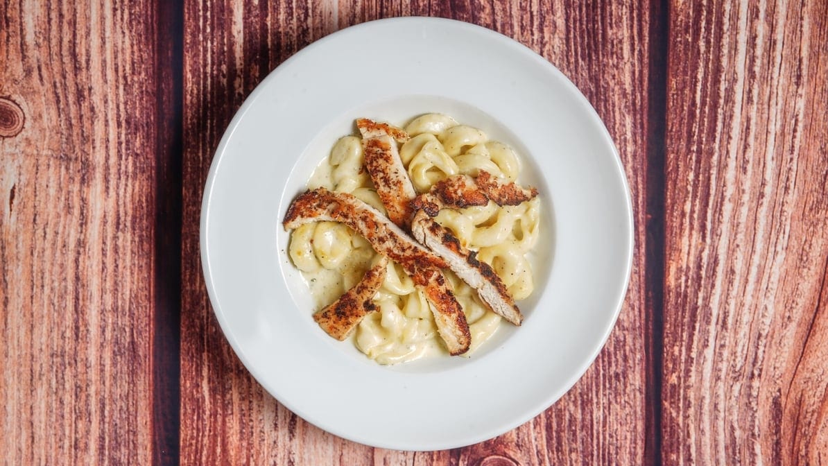 Tortellini Alfredo with Grilled Chicken.