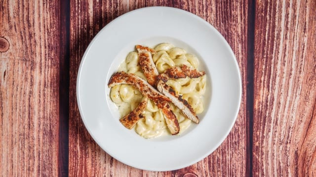 Tortellini Alfredo with Grilled Chicken.