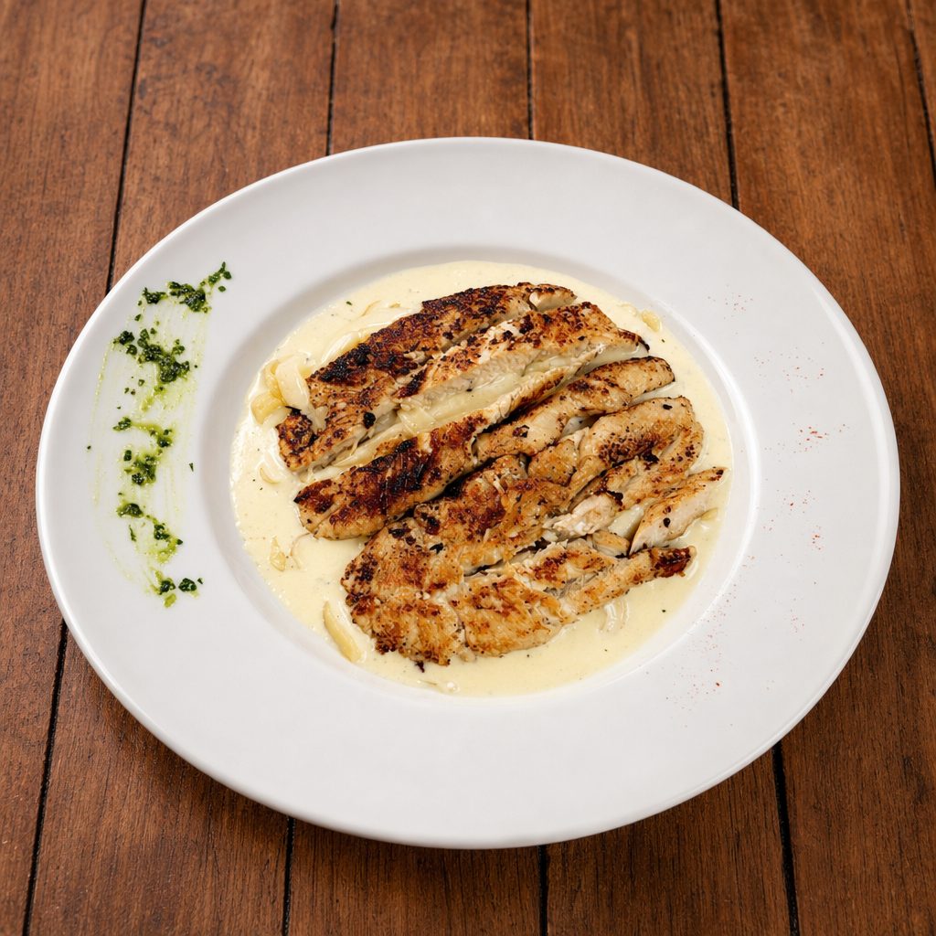 Fettuccine Alfredo with Grilled Chicken.