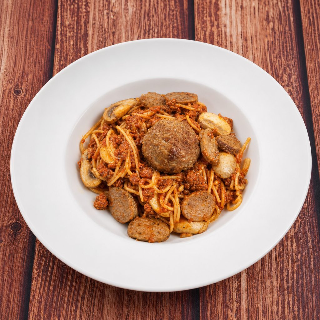 Spaghetti with "The Works".
