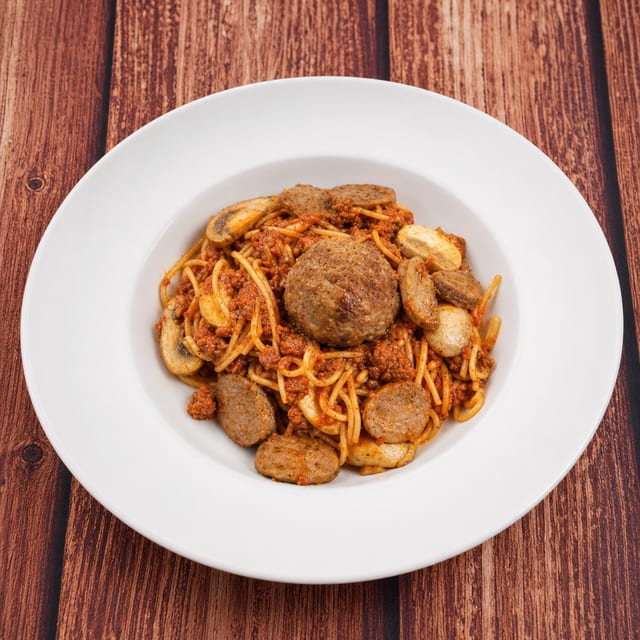 Spaghetti with "The Works".